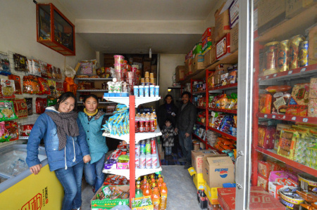 Tibet: Small one-room food store in Langmusi, Sichuan province.